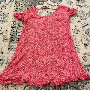 ⚡️LOFT beach flounce smock Red with white floral short sleeve ruffle hem